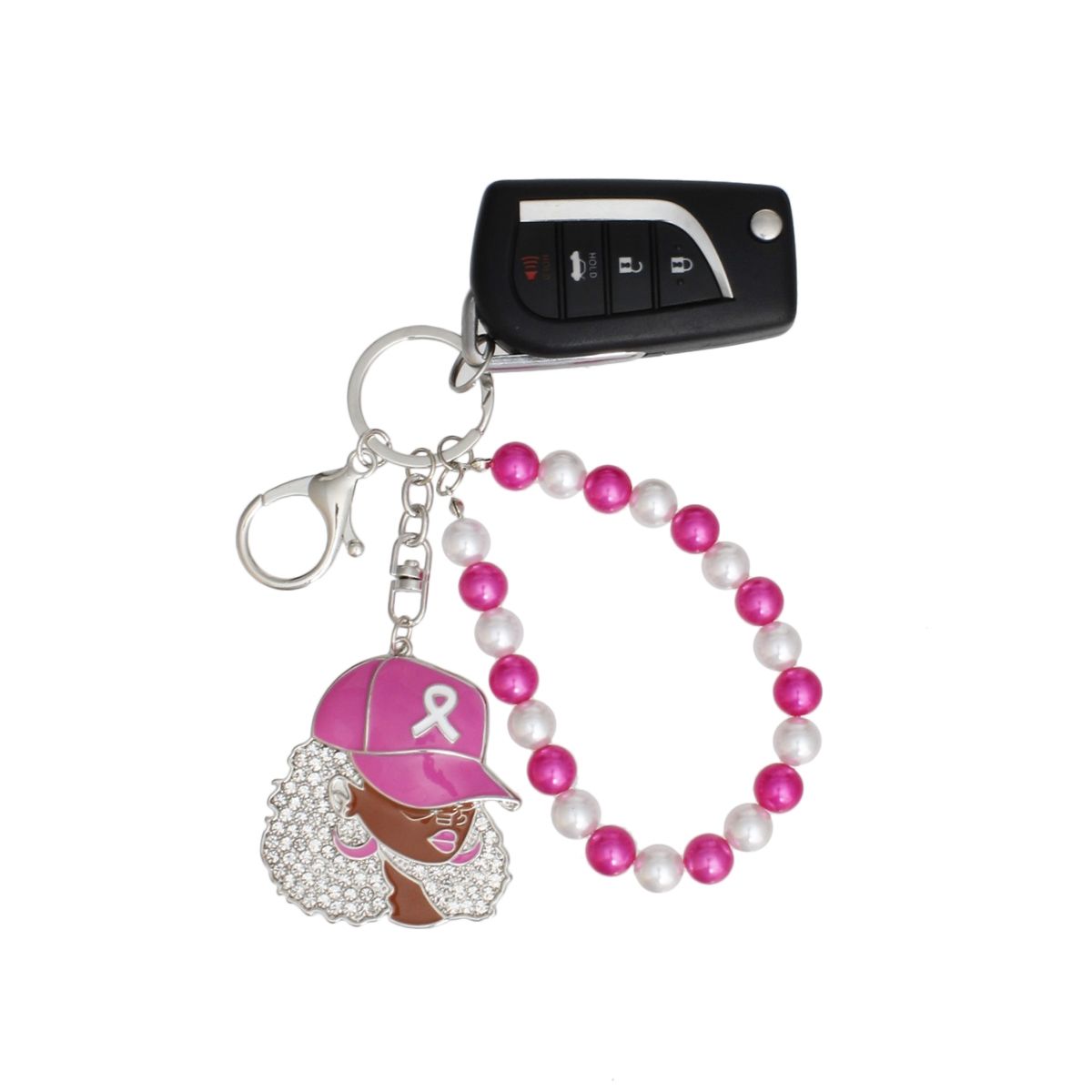 Breast cancer supportive sister silver keychain awareness caregiver gift
