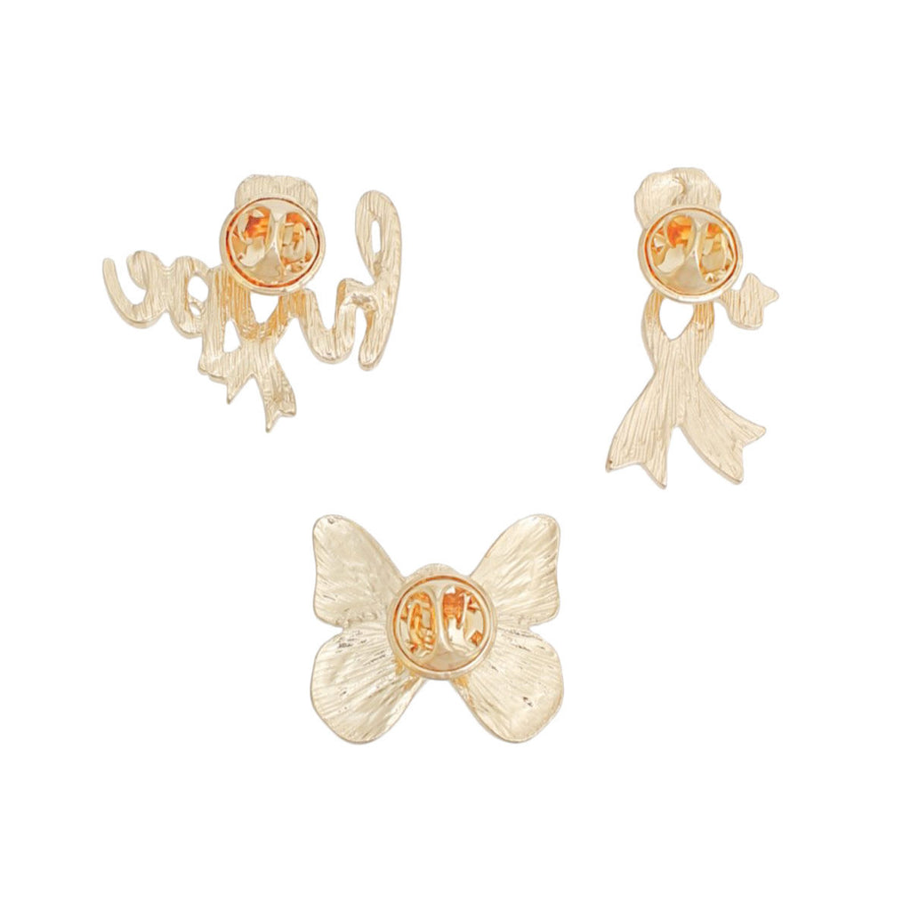 Breast cancer HOPE awareness pin set gold pink ribbon detail