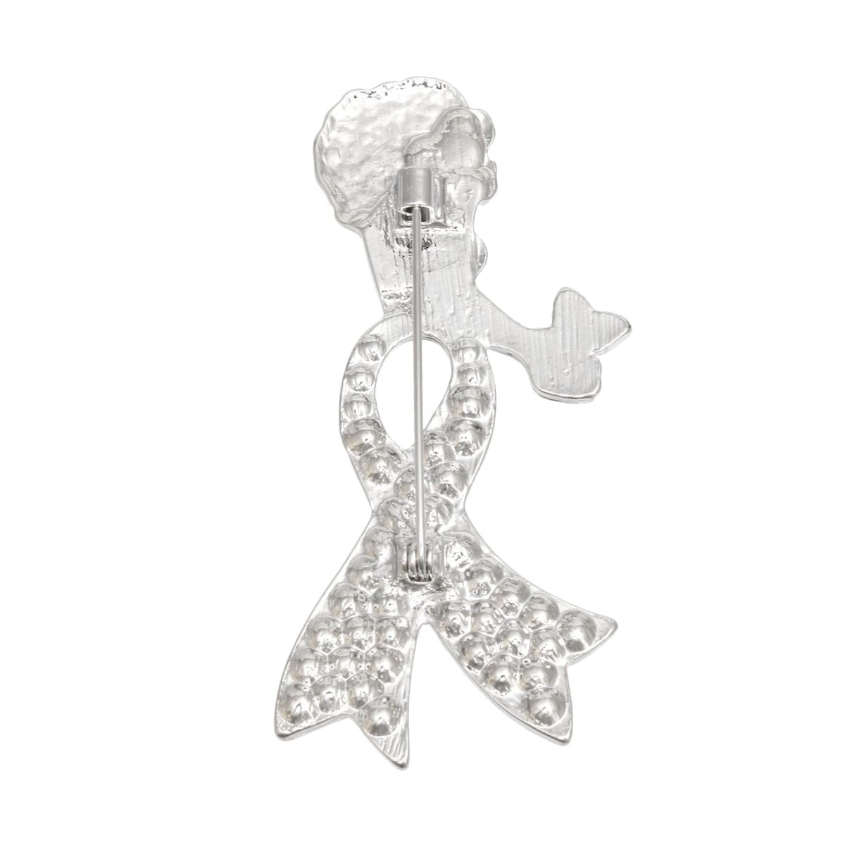 Silver light pink breast cancer legs brooch on hat brim