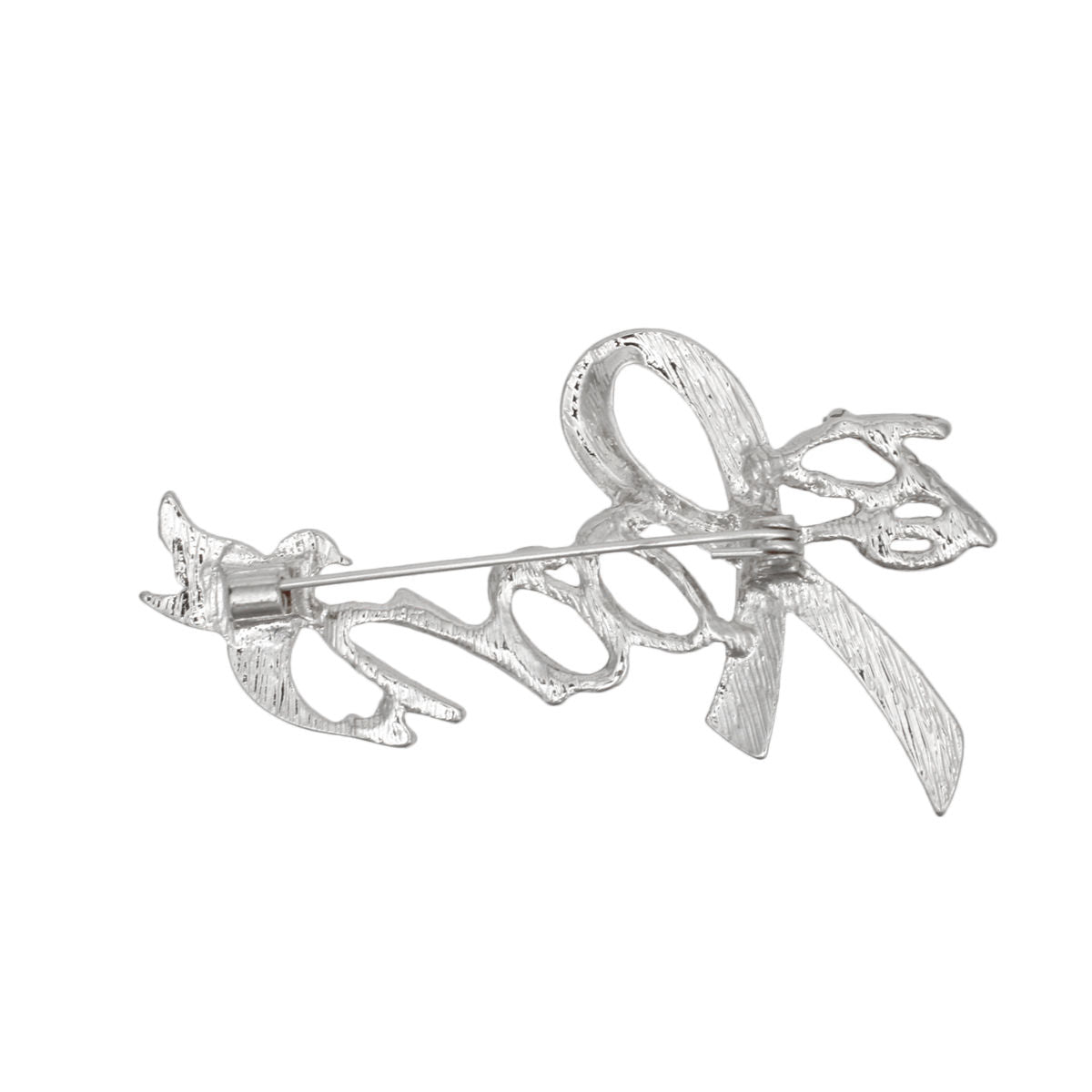 Silver bloom breast cancer brooch pin on blazer