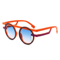 Orange round futuristic double frame sunglasses women bold statement