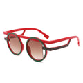 Sunglasses Red Green Round Futuristic Double Frame