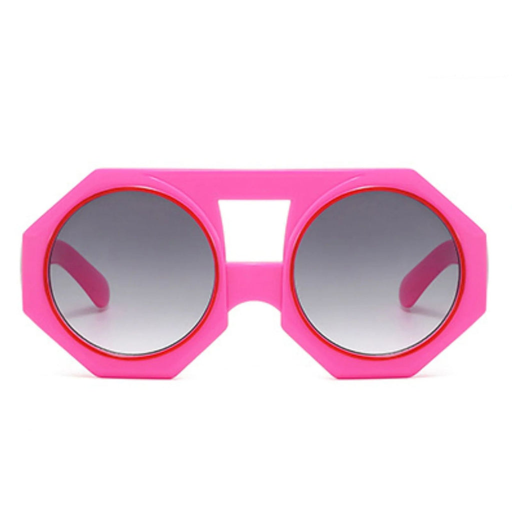 Sunglasses Pink Geometric Chunky Round for Women