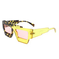 Yellow flat top irregular square sunglasses women bold futuristic statement
