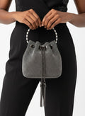 Bucket Bag Black Rhinestone Mesh Crystal Clutch