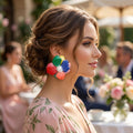 Multi-color oversized painted petal flower stud earrings Hawaiian floral jewelry
