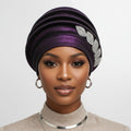 Purple dazzling structured turban fascinator formal special occasion headwrap women regal