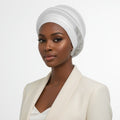 Silver dazzling structured turban fascinator formal special occasion headwrap women