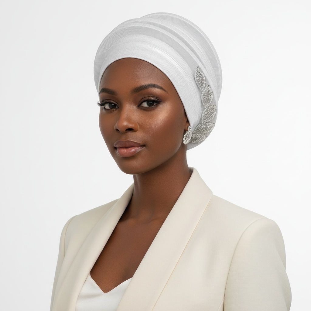 Silver dazzling structured turban fascinator formal special occasion headwrap women