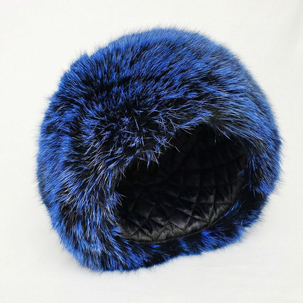 Kubanka Hat Luxe Faux Fur Blue Kubanka Winter Cap Women