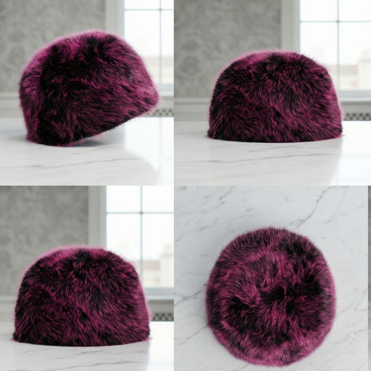 Hat Luxe Faux Fur Fuchsia Kubanka Winter Cap Women