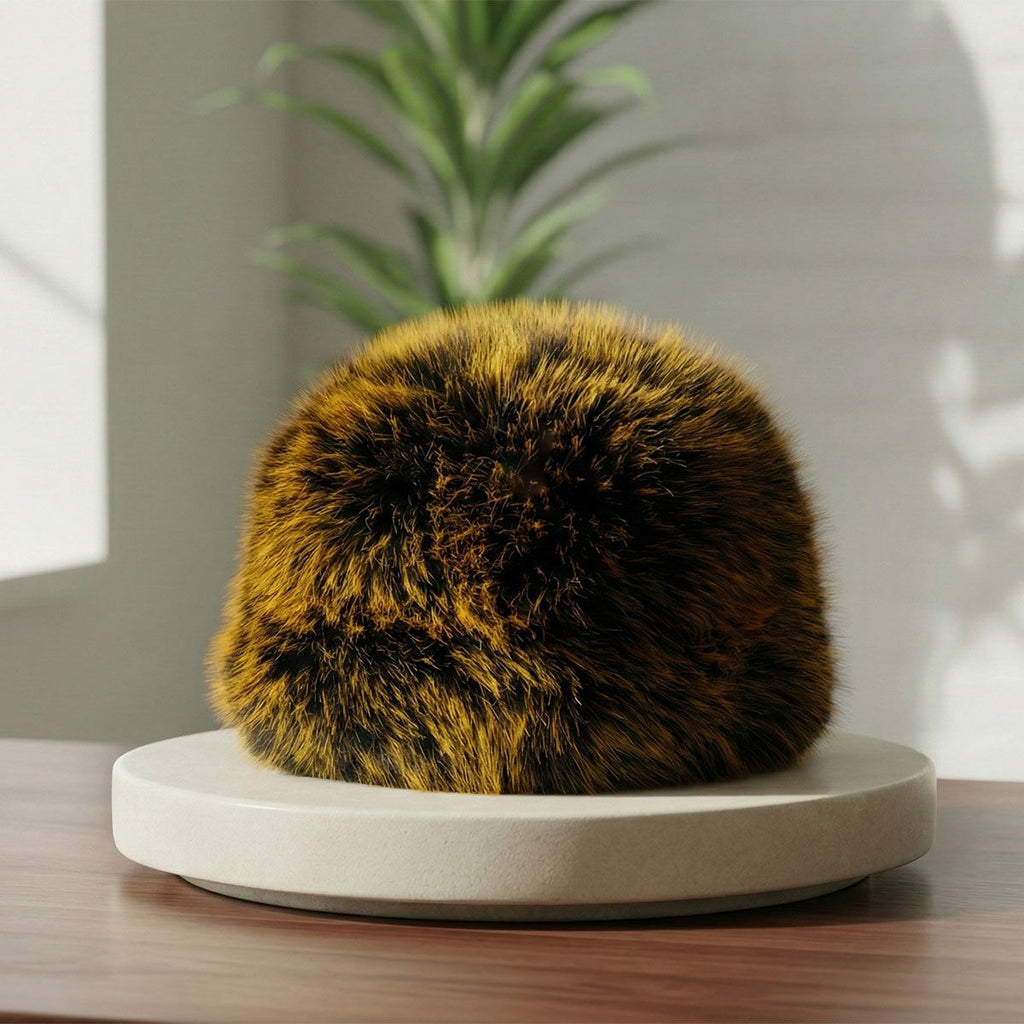 Hat Luxe Faux Furry Hat Orange Kubanka Winter Cap Women