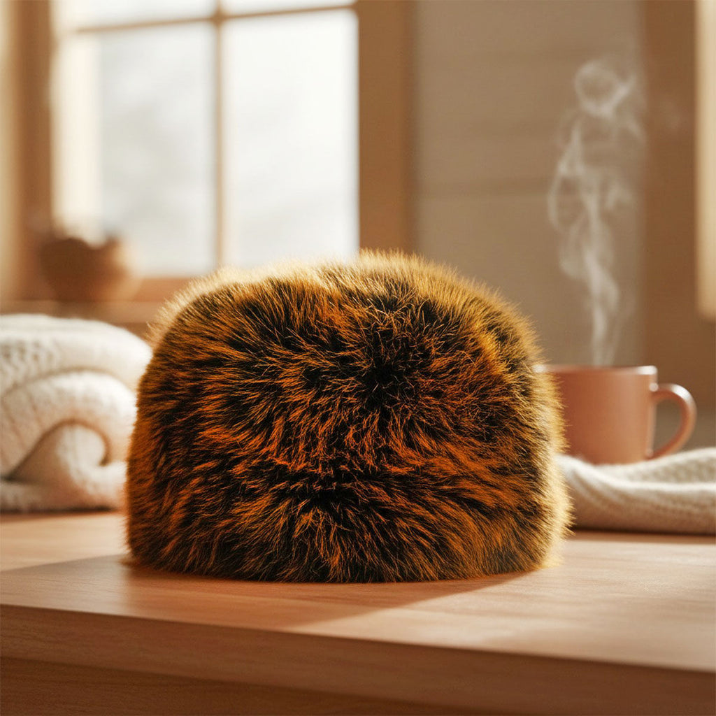 Cubanka Hat Luxe Faux Fur Orange Kubanka Winter Cap Women