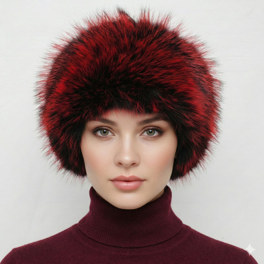 Hat Luxe Faux Furry hat Red Kubanka Winter Cap Women cubanka