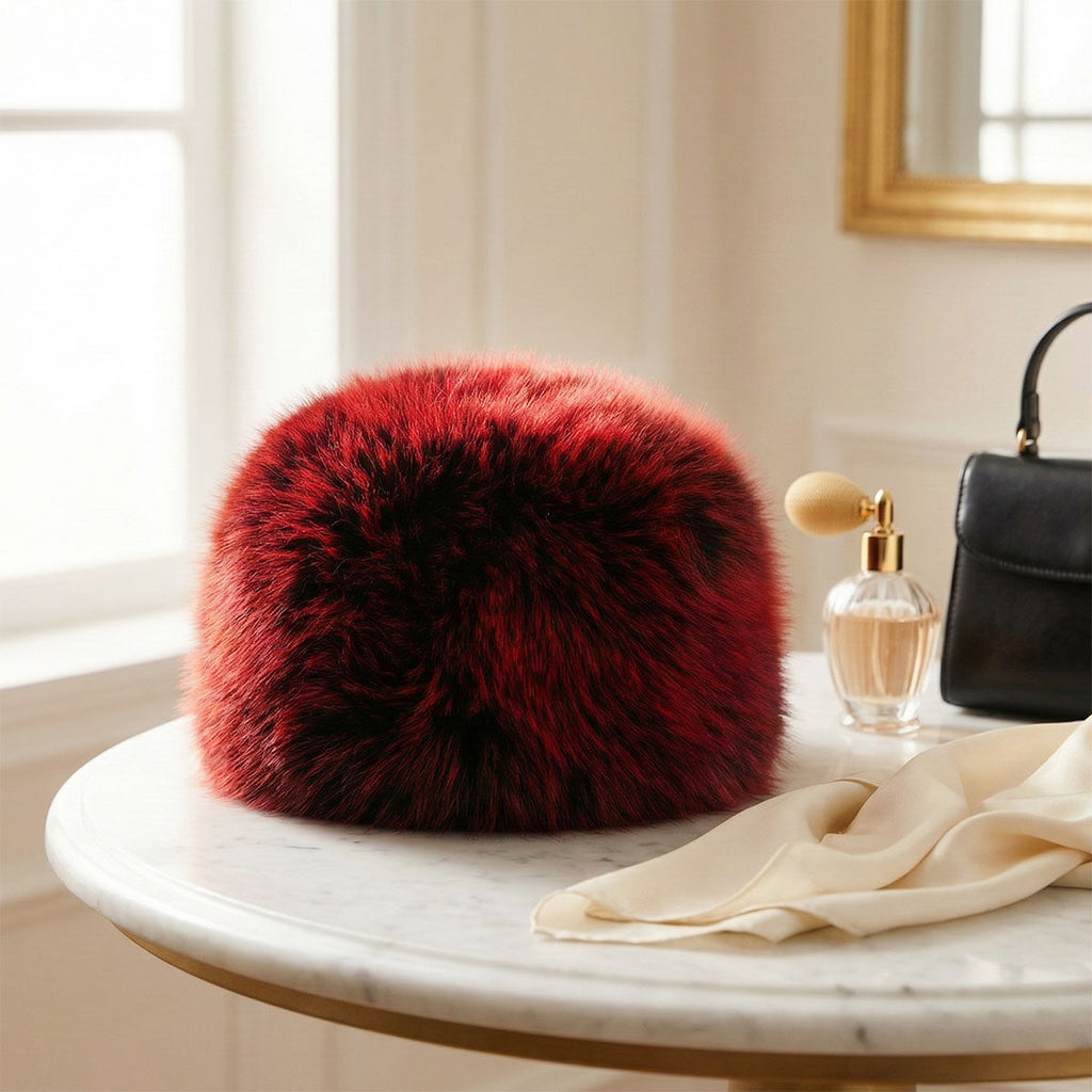 Hat Luxe Faux Fur Red Cubanka Kubanka Winter Cap Women