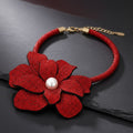 Brilliant red blooming flower choker necklace rhinestone floral statement jewelry