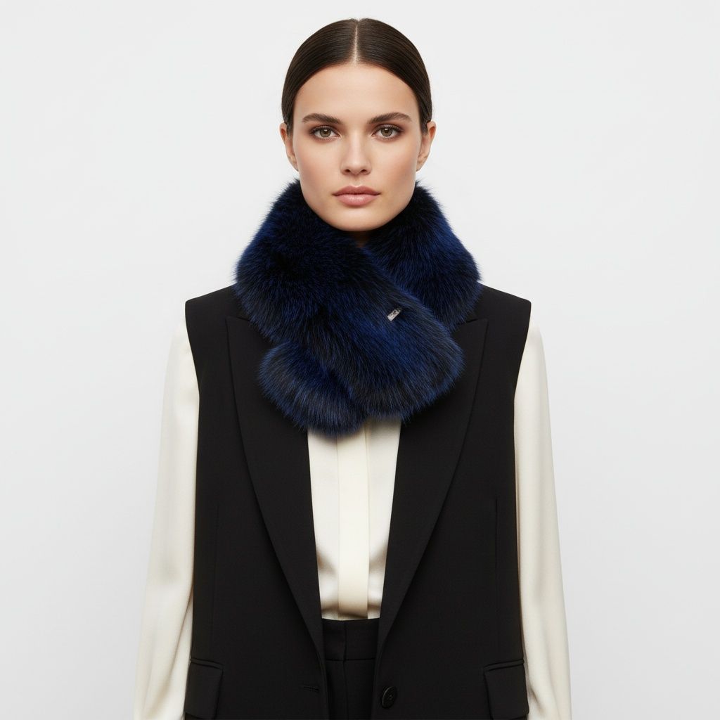 Scarf Luxe Faux Fur Blue Collar Winter Stole