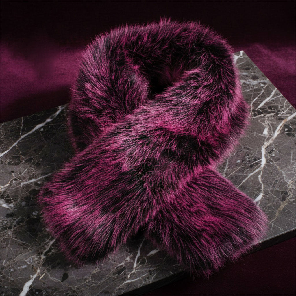 Scarf Luxe Faux Fur Fuchsia Collar Winter Stole