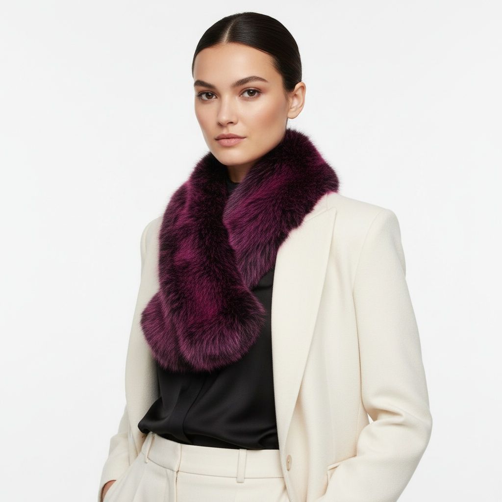 Scarf Luxe Faux Fur Fuchsia Collar Winter Stole