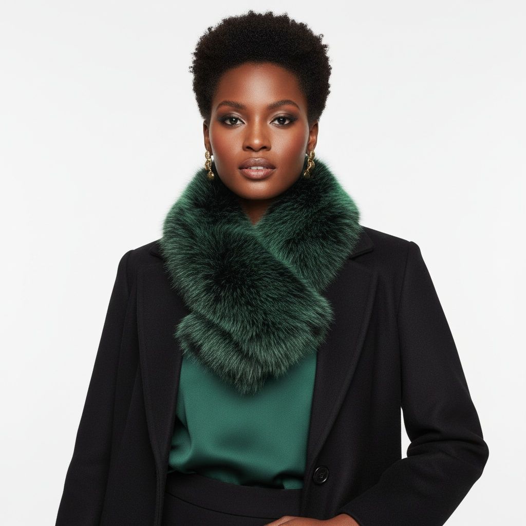Scarf Luxe Faux Fur Green Collar Winter Stole