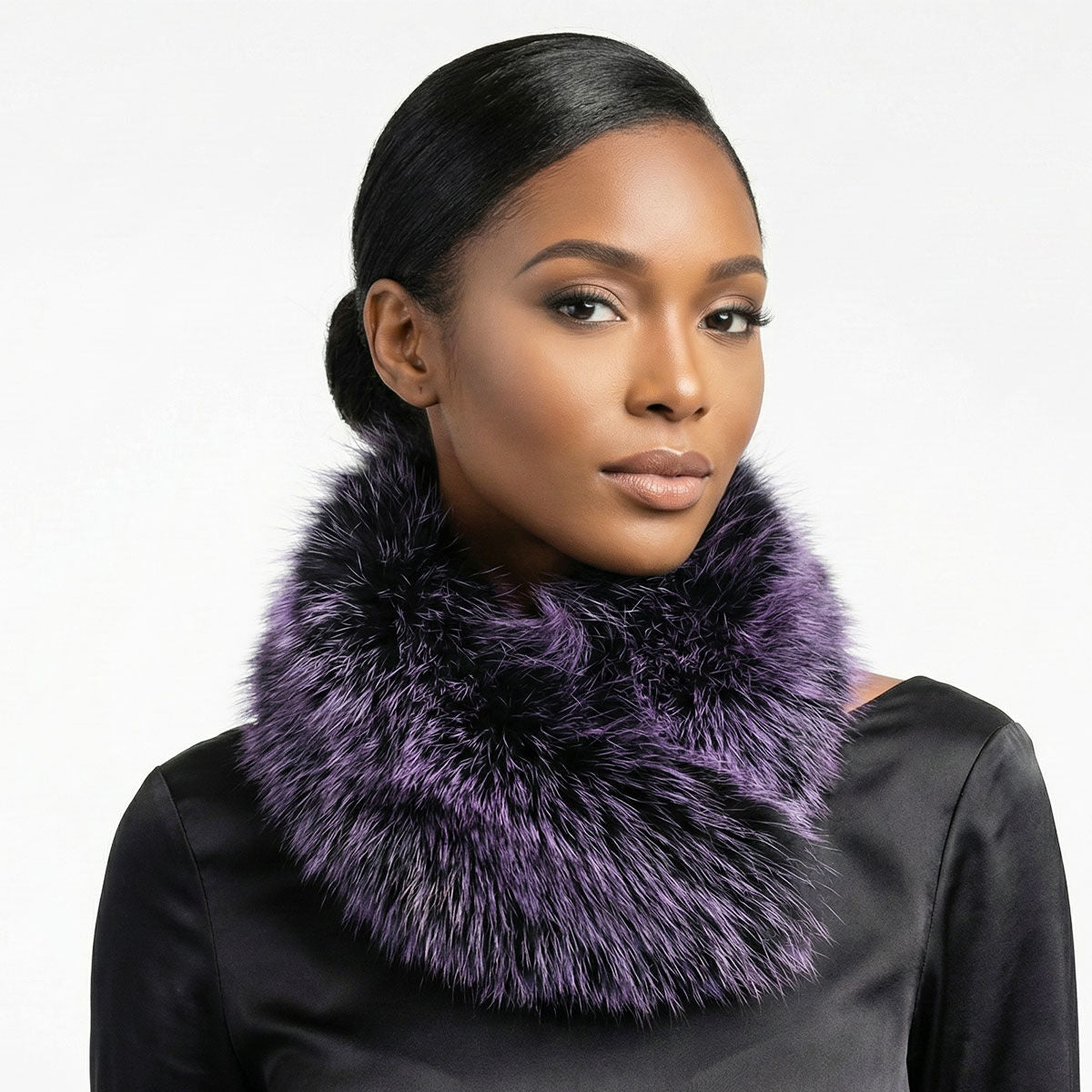 Scarf Luxe Faux Fur Purple Collar Winter Stole