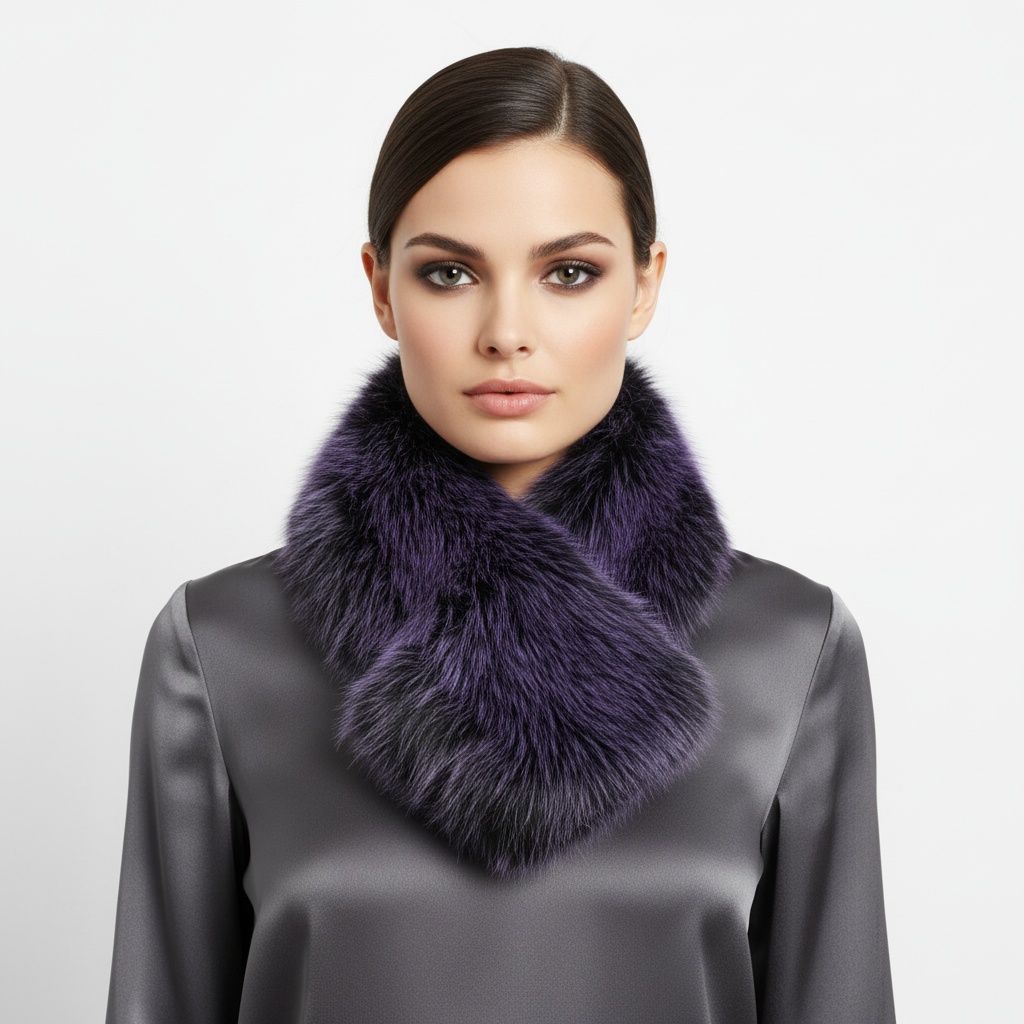 Scarf Luxe Faux Fur Purple Collar Winter Stole
