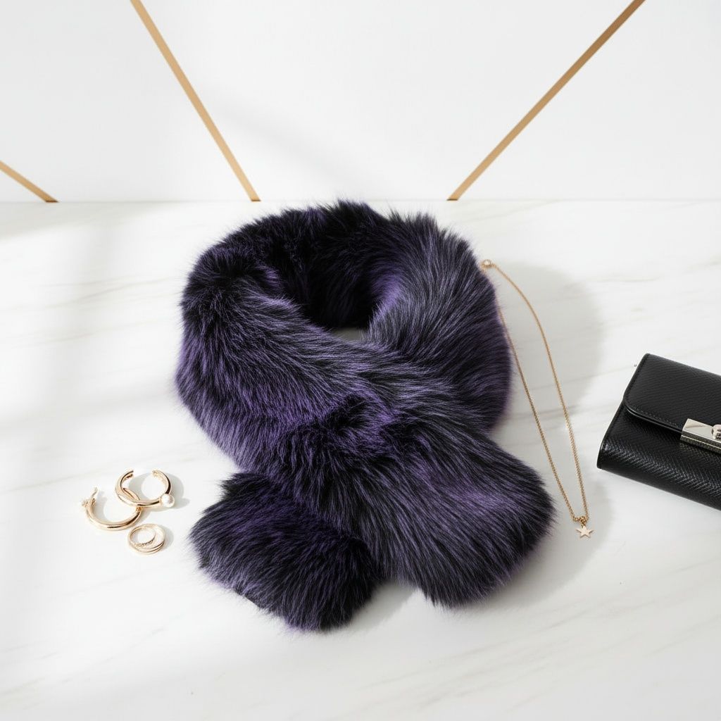 Scarf Luxe Faux Fur Purple Collar Winter Stole