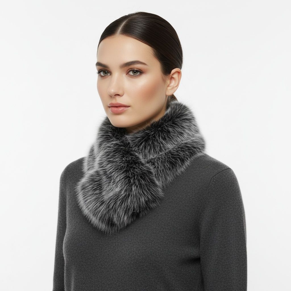 Scarf Luxe Faux Fur White Collar Winter Stole