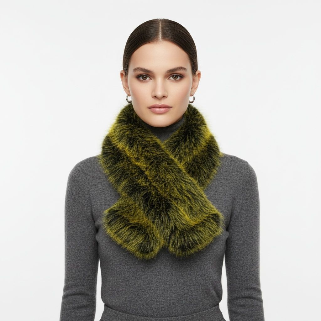 Scarf Luxe Faux Fur Yellow Collar Winter Stole