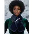 Scarf Luxe Faux Fur Navy Rhinestone Pull Thru