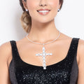 Silver teardrop crystal cross necklace elegant faith statement jewelry women