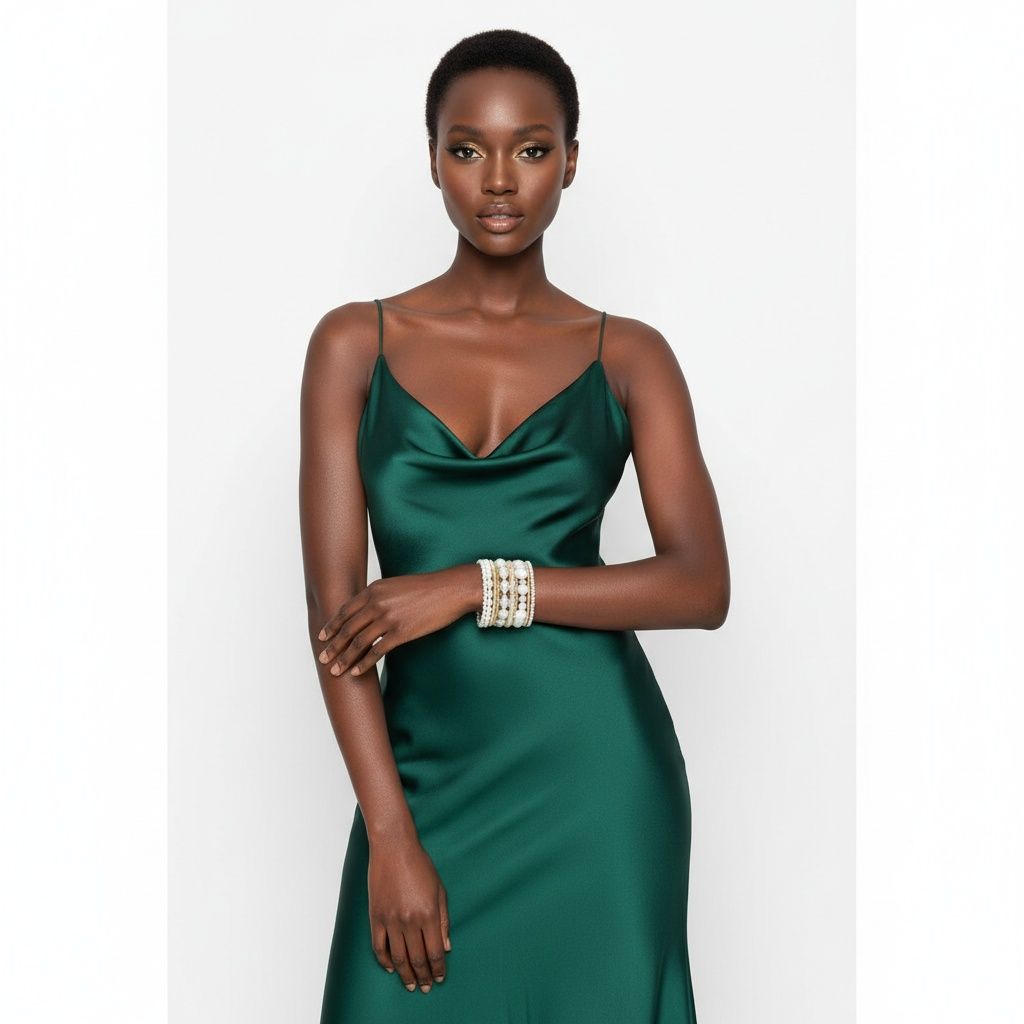 Gold Memory Wire Wrap Faux Natural Pearl Bracelet