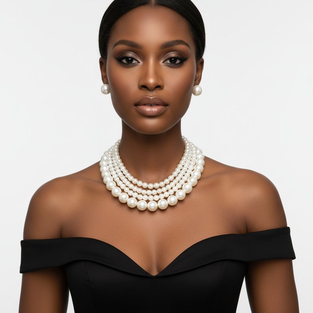 Cream Pearl Twisted 4 Strand Choker Necklace