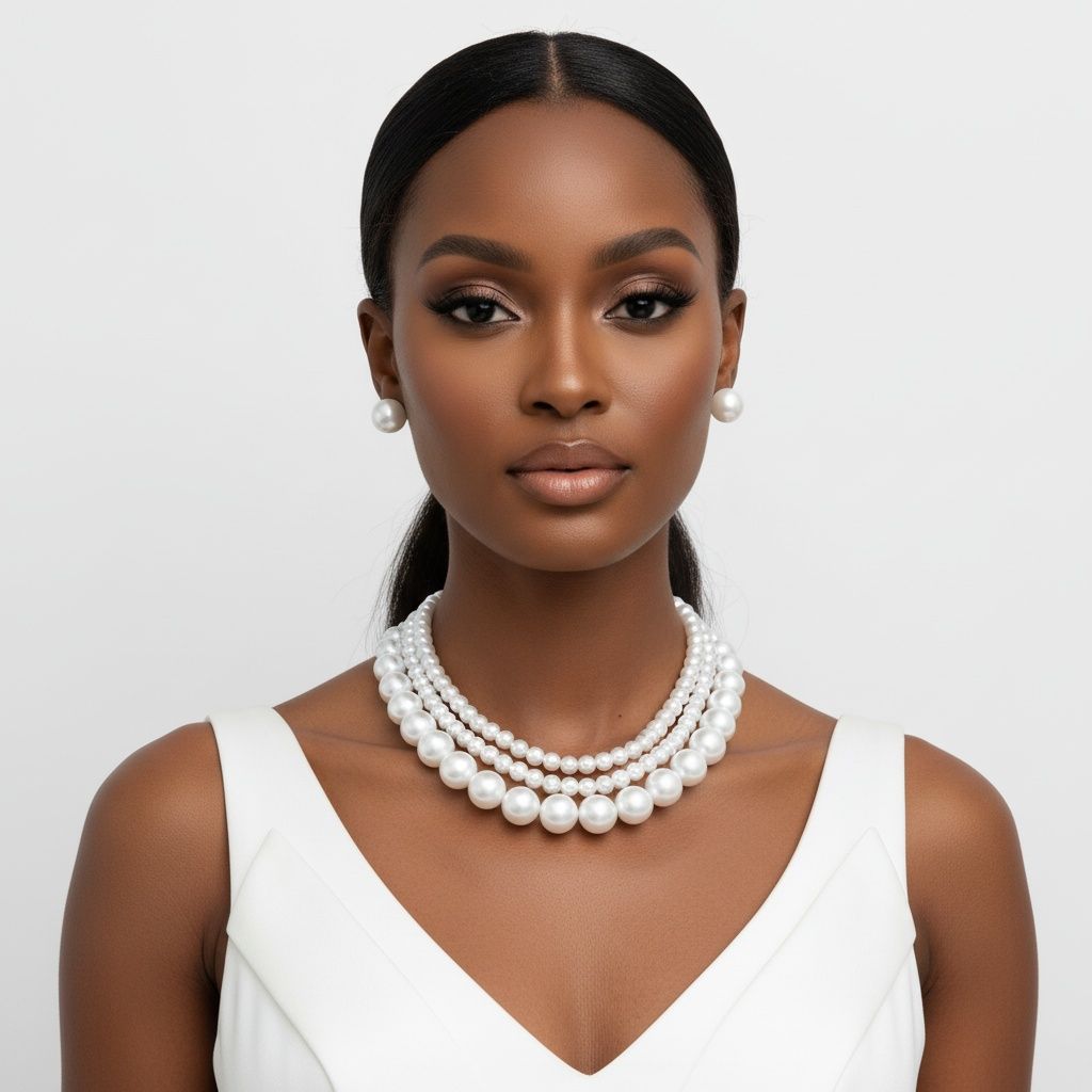 White Pearl Twisted 4 Strand Choker Necklace