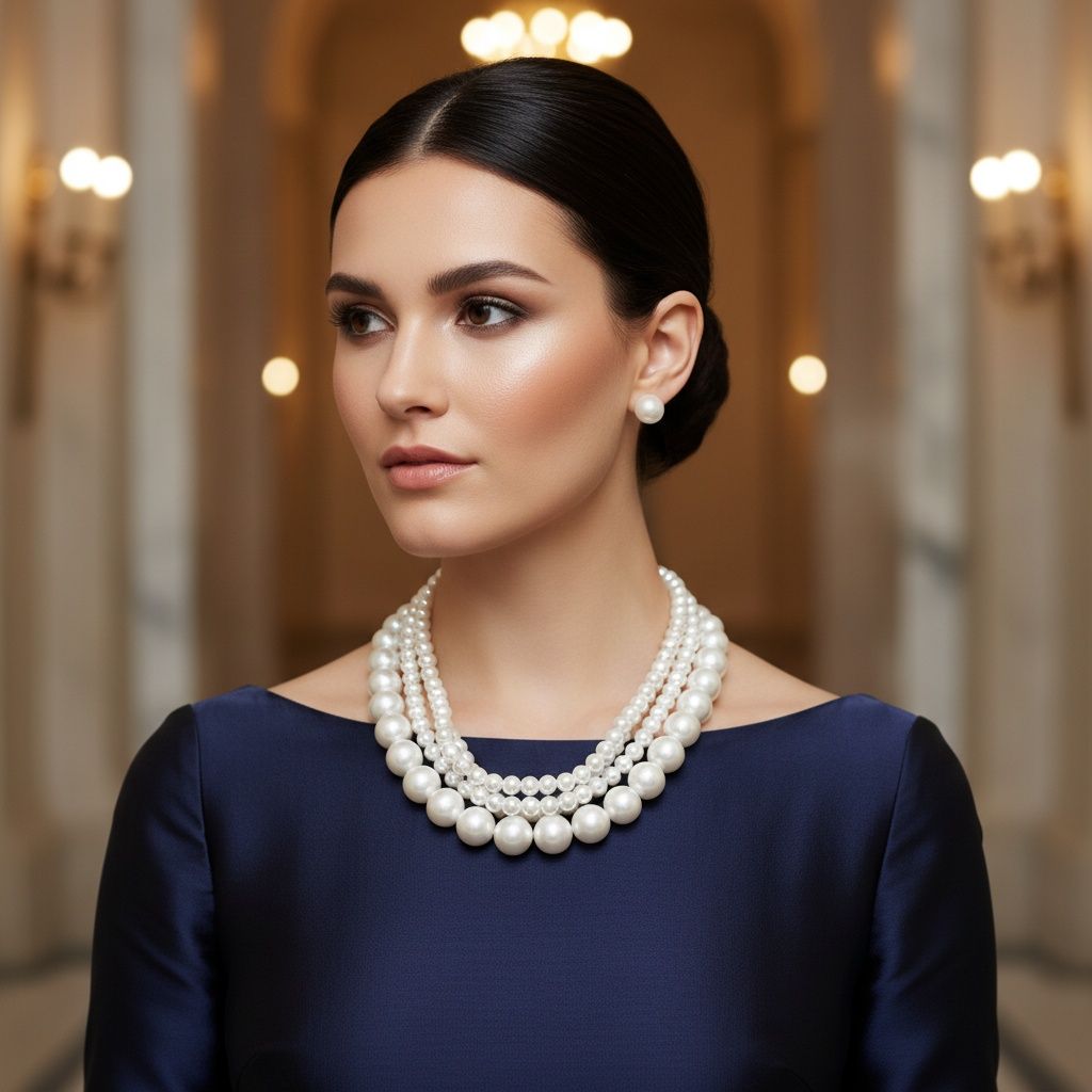 White Pearl Twisted 4 Strand Choker Necklace