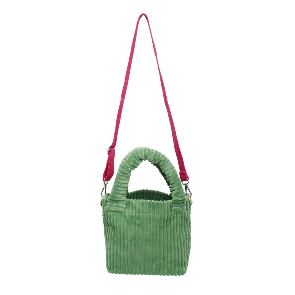 Green corduroy small tote pink strap crossbody purse handbag women bold
