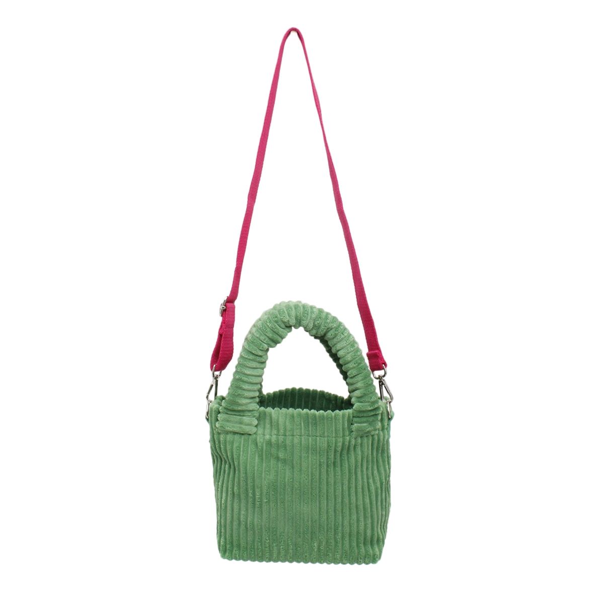 Green corduroy small tote pink strap crossbody purse handbag women bold