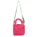Pink corduroy small tote green strap crossbody purse handbag women bold
