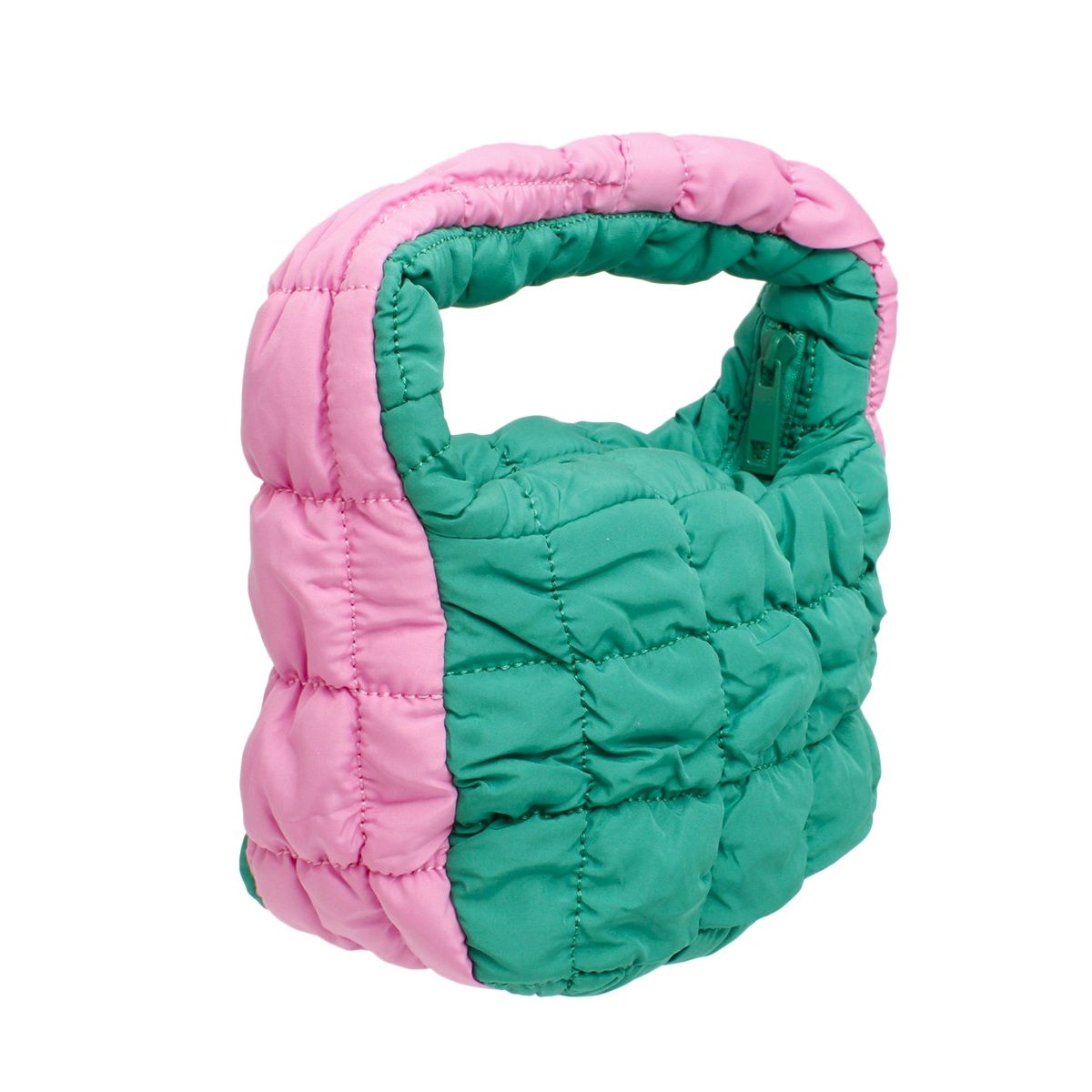 Pink and Green Bag Mini Quilted Puffer Pink Green Bag