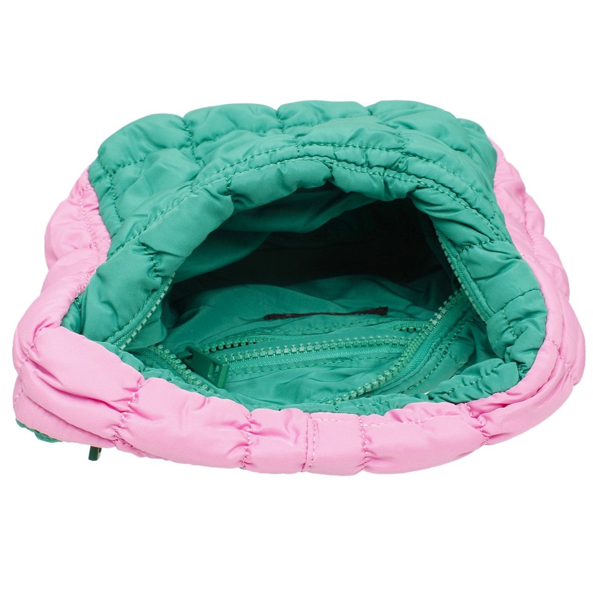 Pink and Green Bag Mini Quilted Puffer Pink Green Bag