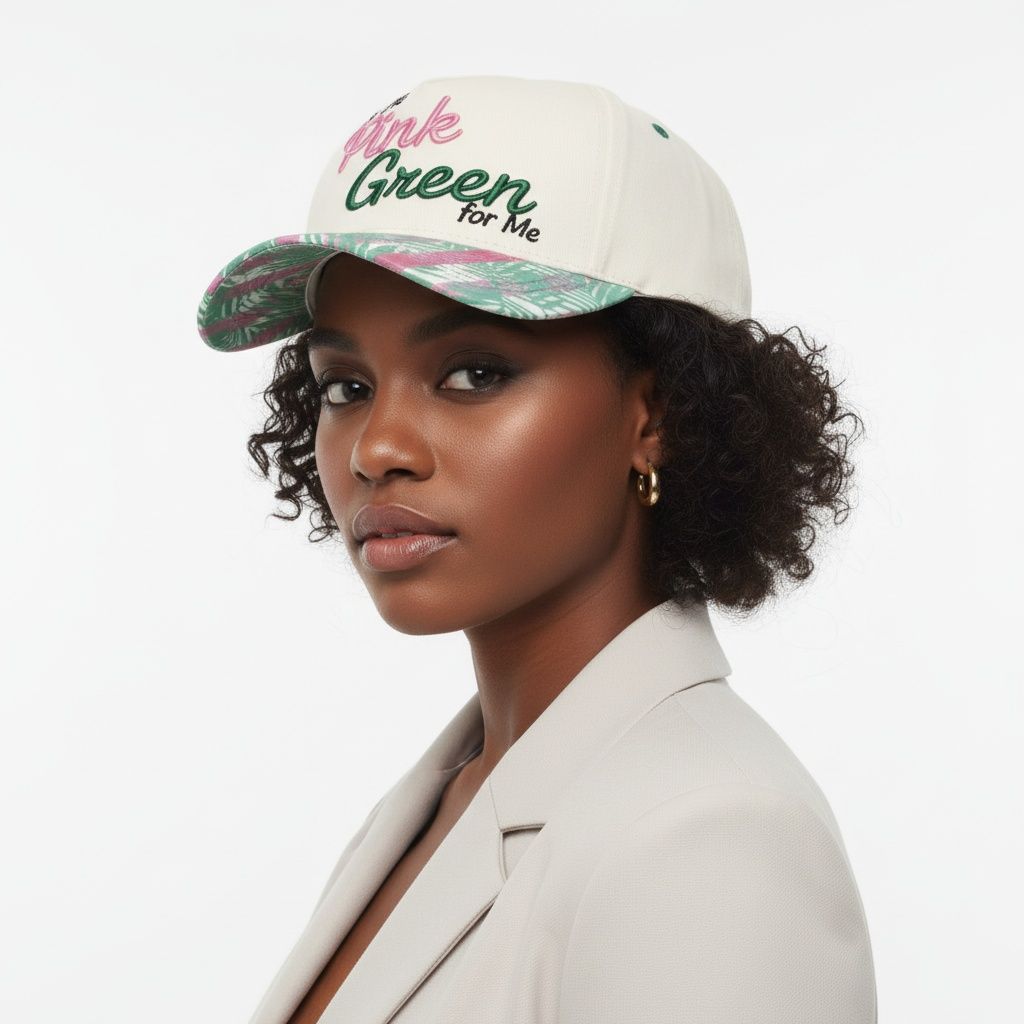 Its the pink green for me cap side view fashion women