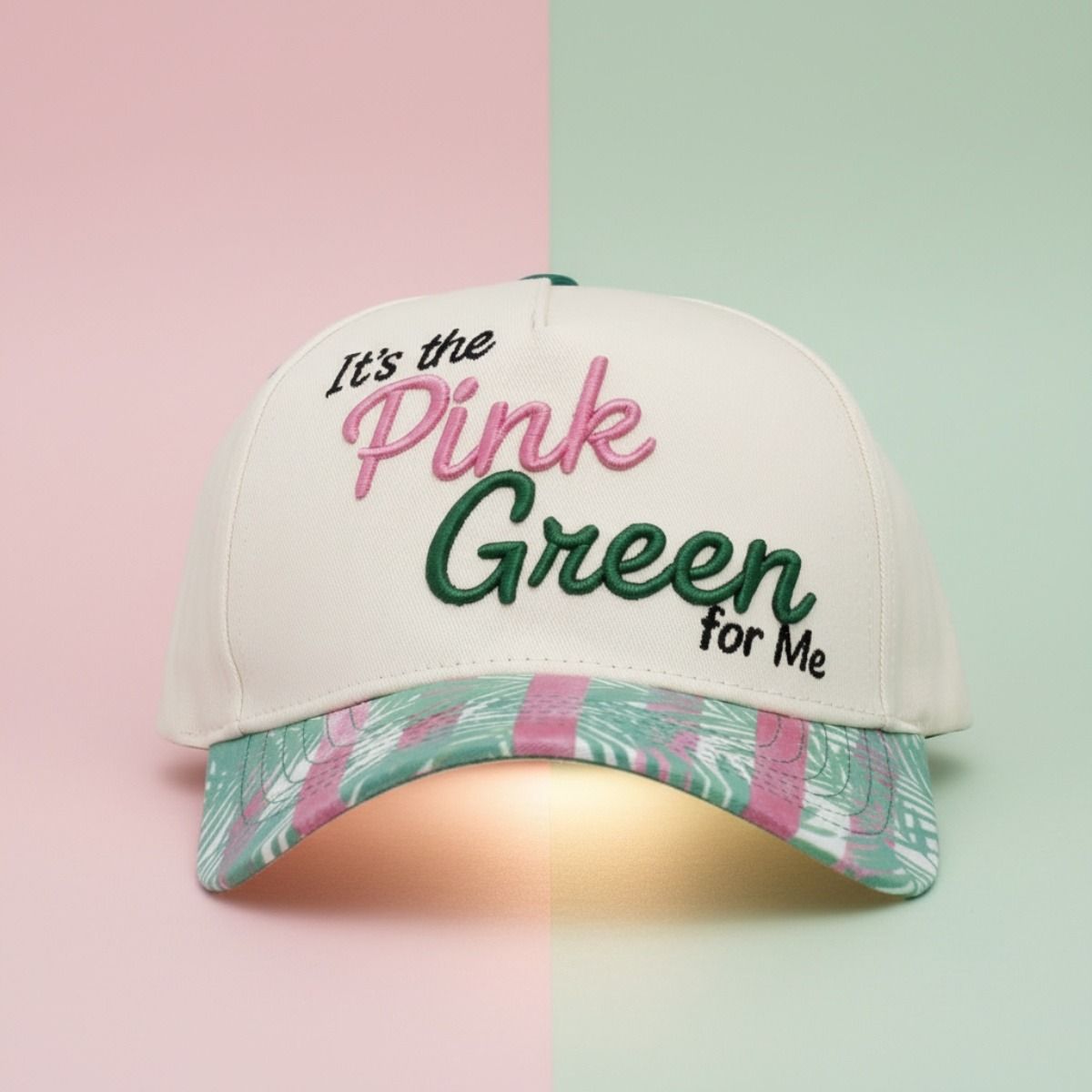 It's the pink green for me baseball cap embroidered fashion hat women bold
