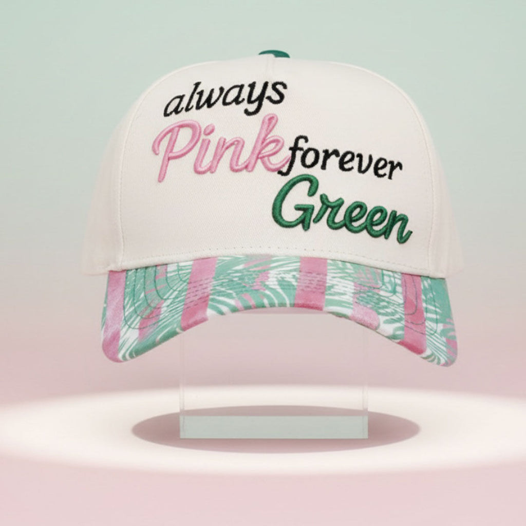 Always pink forever green baseball cap embroidered pink green fashion hat women