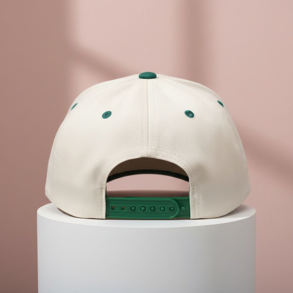 Always pink forever green cap back view adjustable strap detail