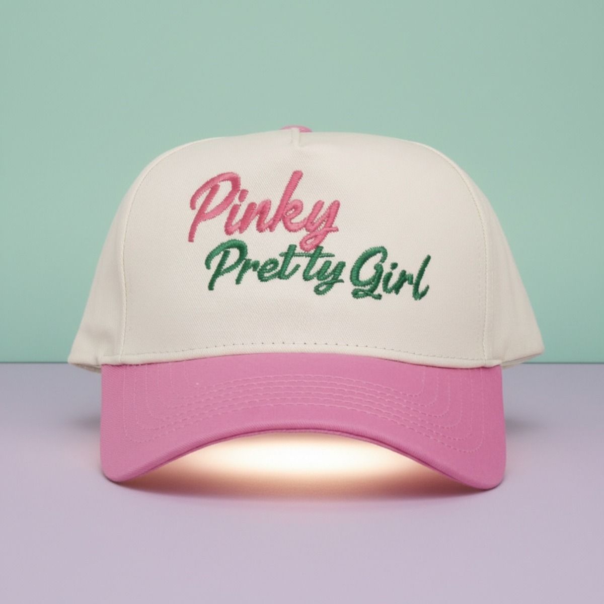Pinky pretty girl pink green baseball cap embroidered fashion hat women bold