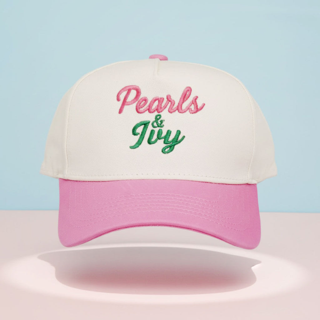 Pink green pearl ivy baseball cap embroidered cotton fashion hat women bold