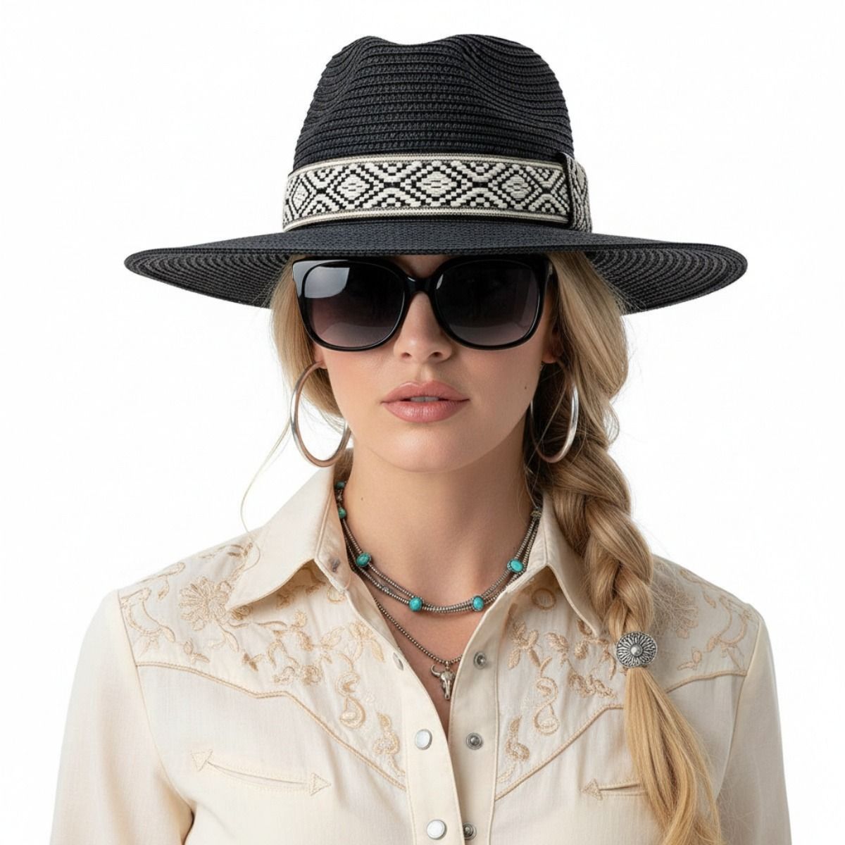 Black Straw Panama Fedora