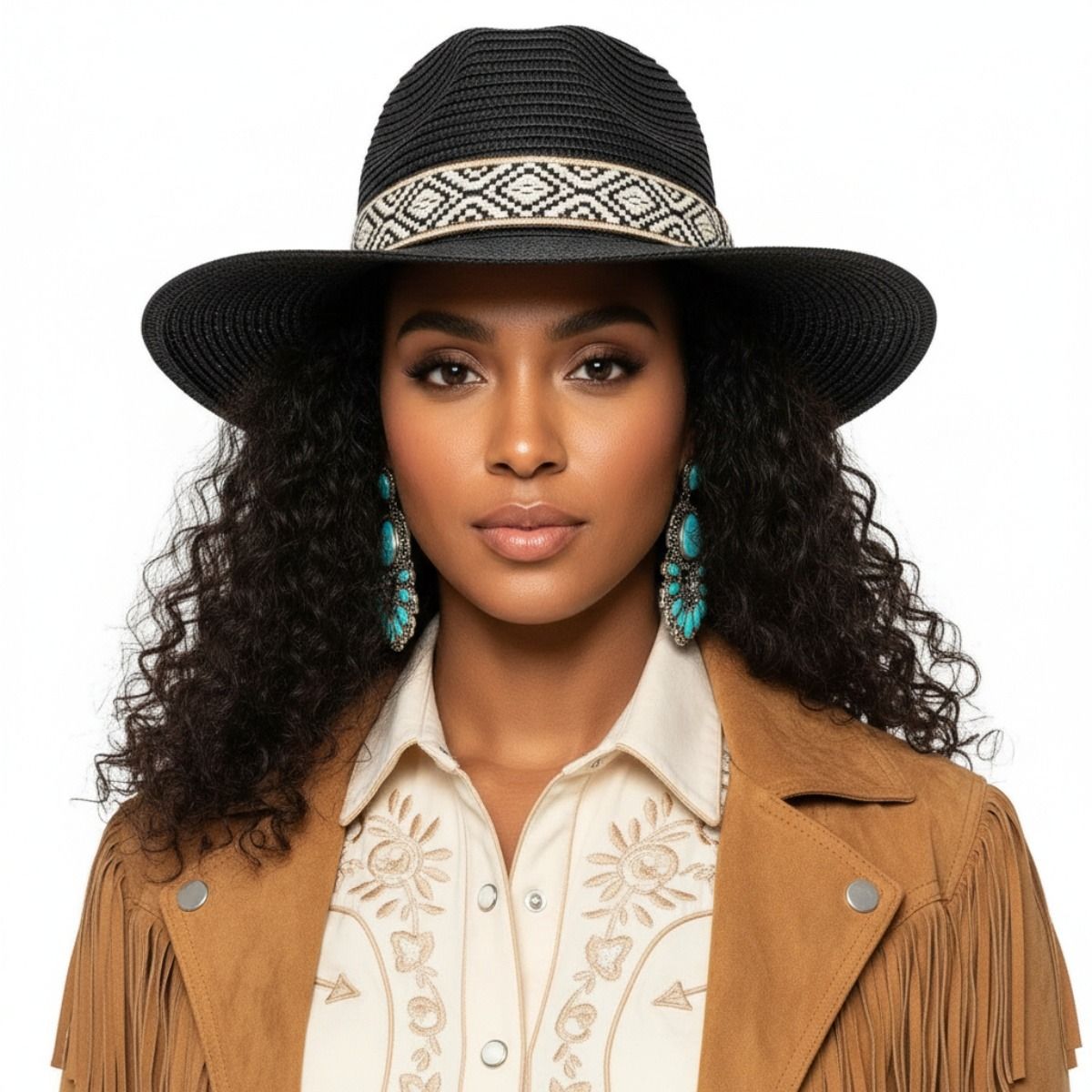 Black Straw Panama Fedora