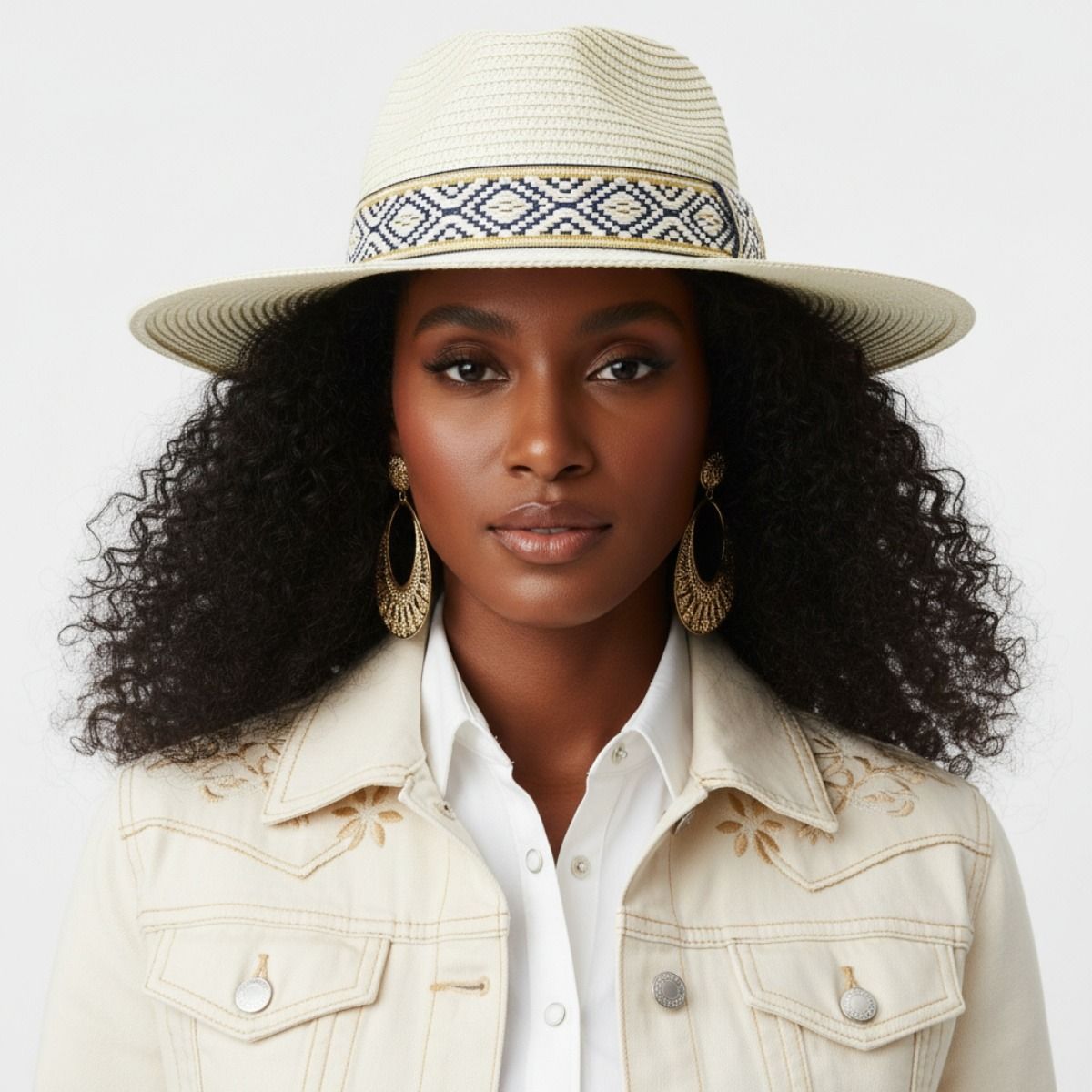 Ivory Straw Panama Fedora