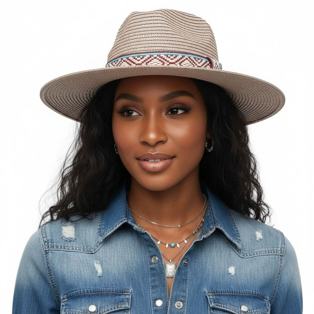 Pink Straw Panama Fedora